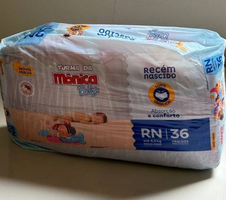 Fralda Turma da Monica Baby Jumbo Recém-Nascido RN com 36 Unidades
