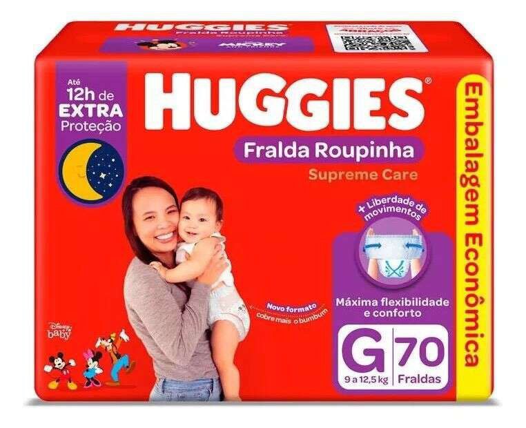 Fraldas Huggies Supreme Care Roupinha G com 70 Unidades