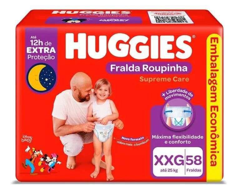Fraldas Huggies Supreme Care Roupinha XXG com 58 Unidades
