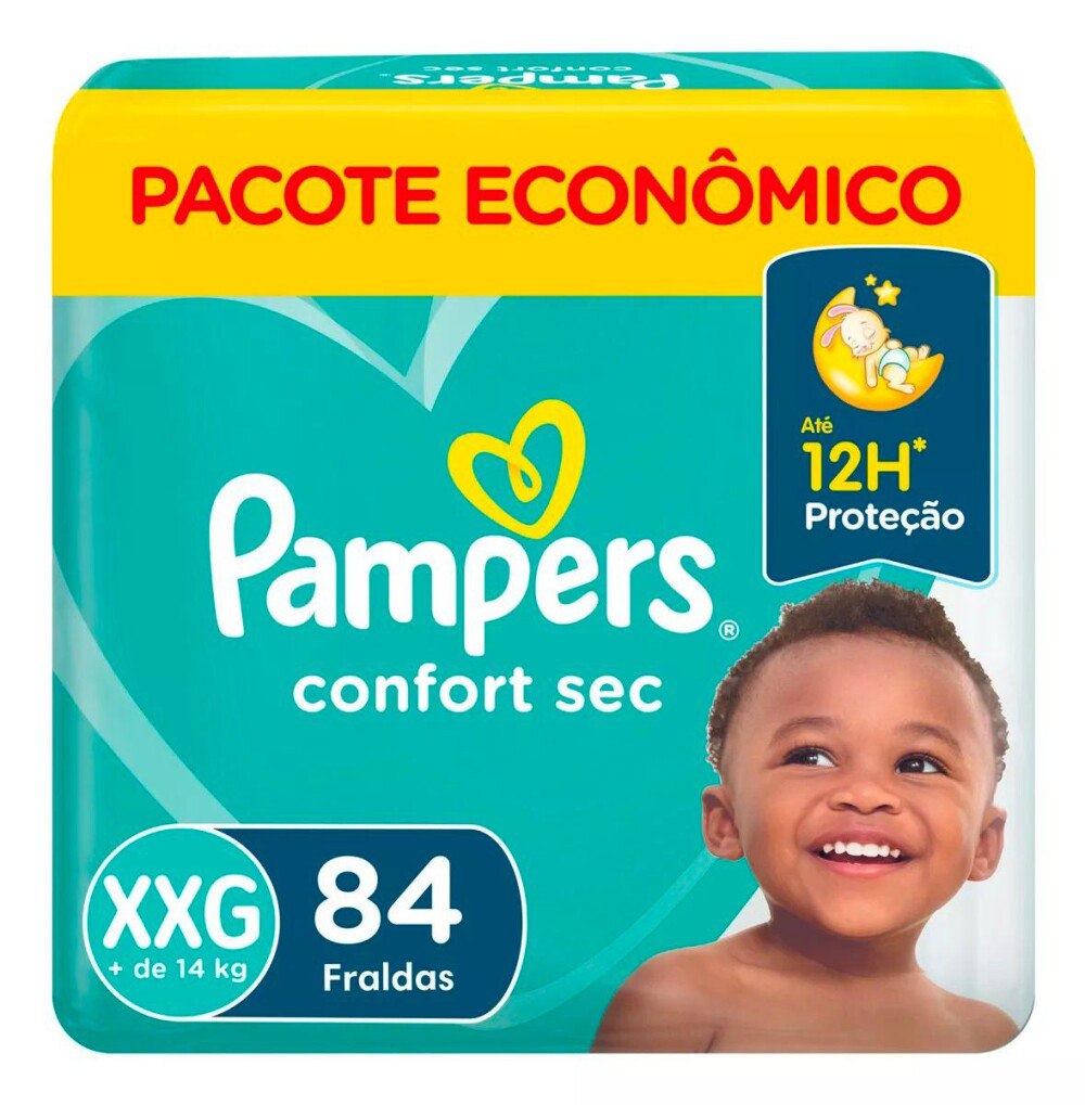 Fraldas Pampers Confort Sec XXG com 84