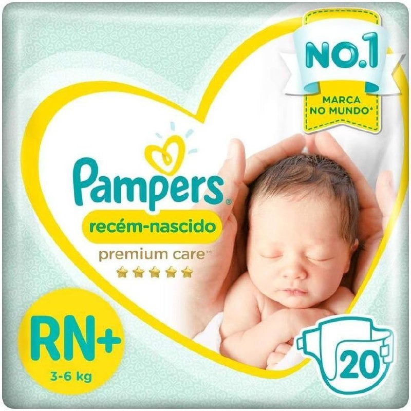 Fraldas Pampers Recém Nascido Premium Care RN+ 20 Unidades