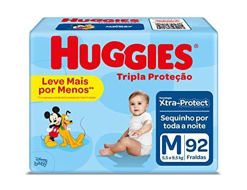 Huggies Tripla Proteção -Fralda, Tamanho M, 92 Fraldas