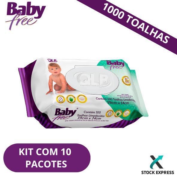 Kit - 10 Lenços/Toalhas Umedecidas Baby Free C/100