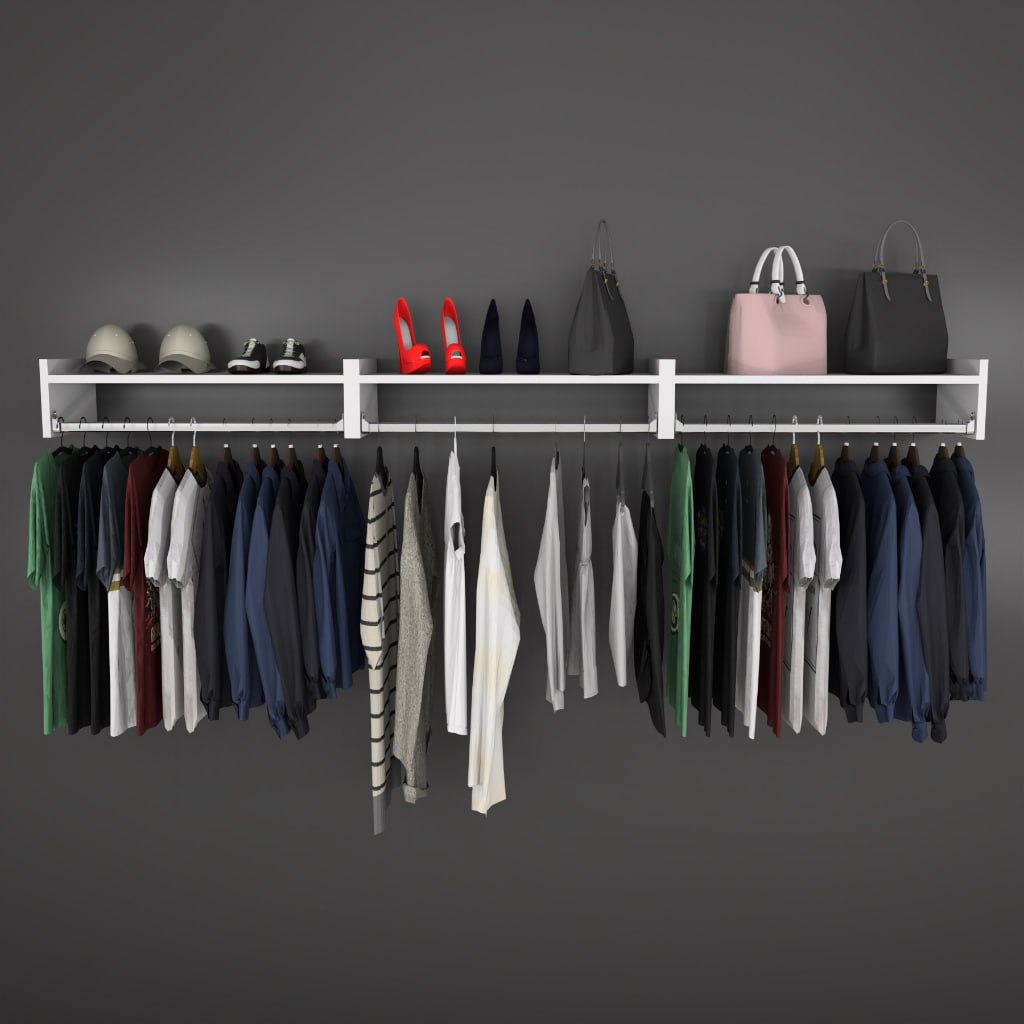 Kit 3 Un. Cabideiro de Parede - Arara para Roupas
