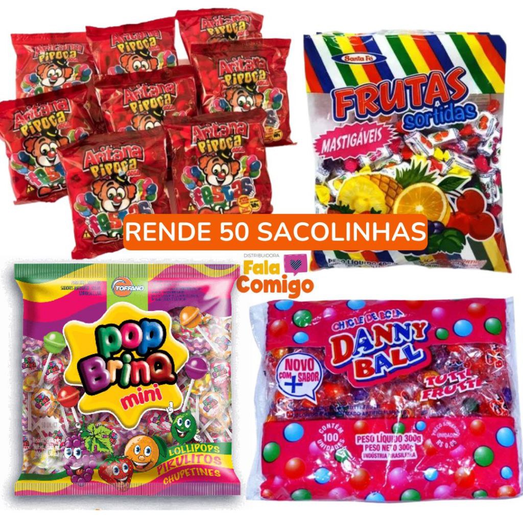 Kit Aniversário Infantil 50 Sacolinha Surpresa Doces Guloseimas Festa