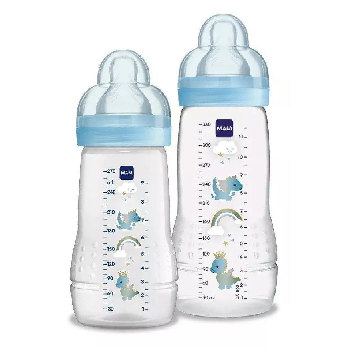 Kit com 2 - MAMadeira MAM - Easy Active Set - Mamadeiras de 270ml e 330ml - Azul