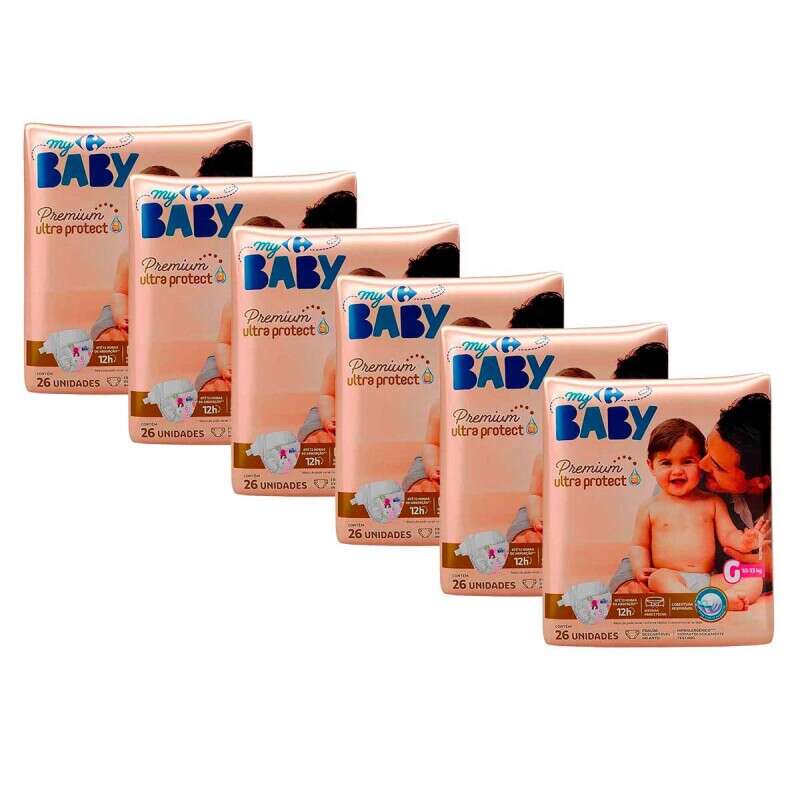 Kit Fraldas Carrefour My Baby G com 156 Unidades