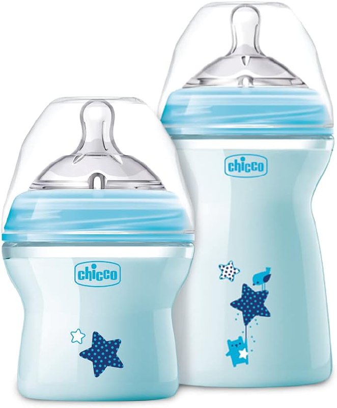 Kit Recém-Nascido Azul (P), Chicco (Kit contém 1 mamadeira de 150ml e 1 mamadeira de 250ml)