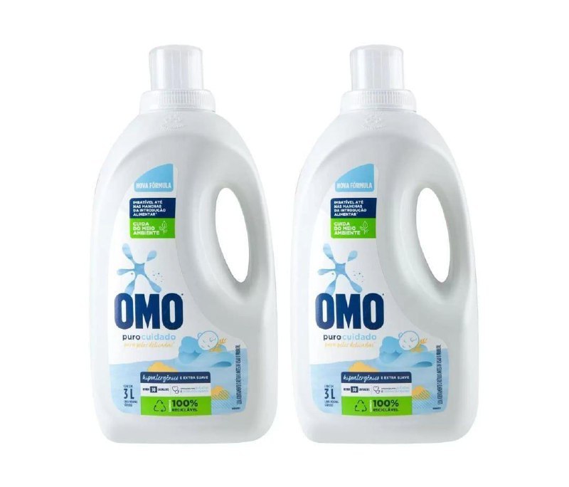 Kit Sabão Líquido Omo Puro Cuidado 3L 2 Unidades