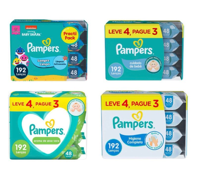 Lenços Umedecidos Pampers 192 Unidades