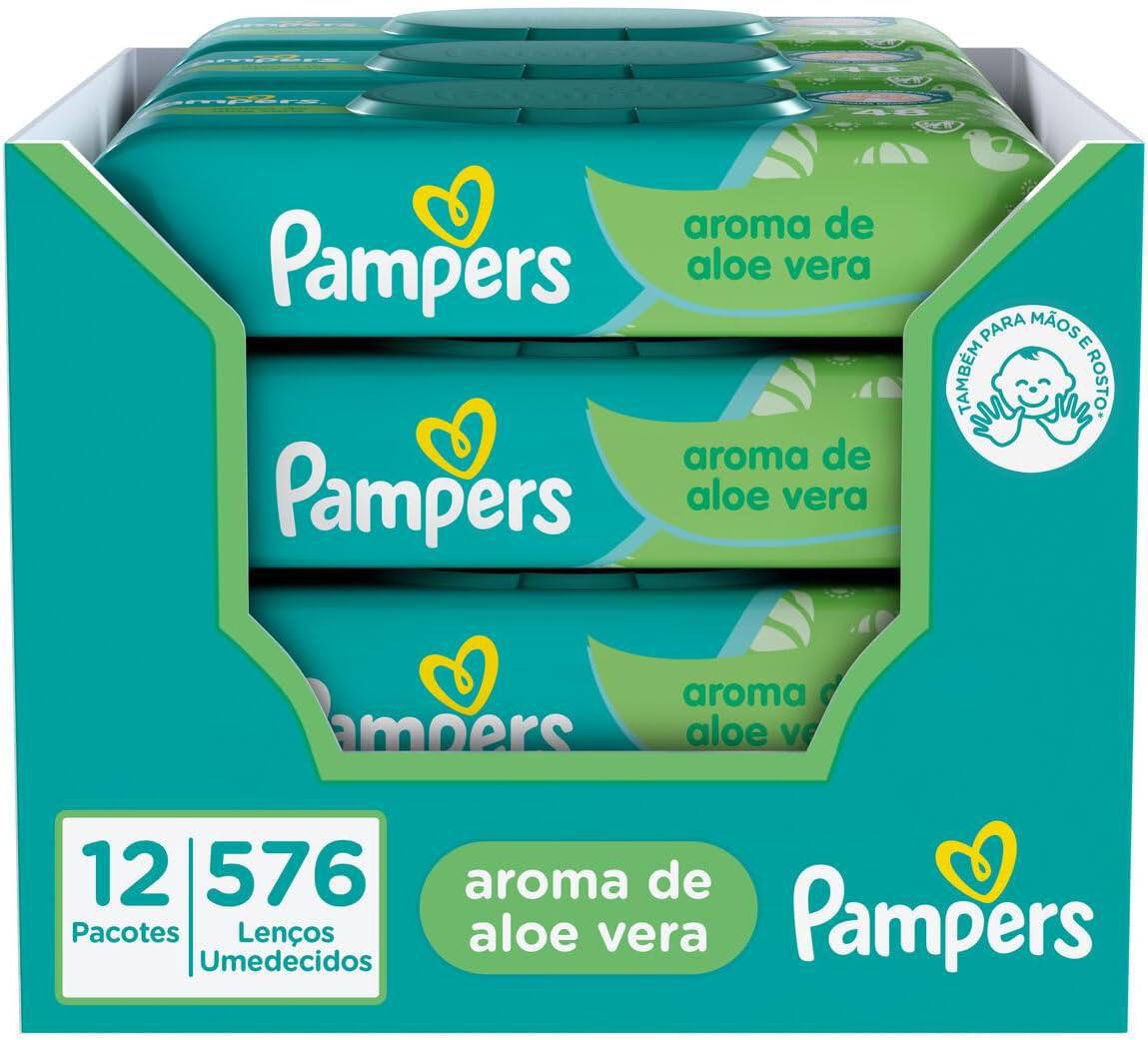 Lenços Umedecidos Pampers aroma de Aloe e Vera 576 unidades