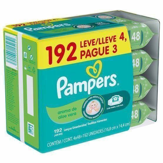 Lenços Umedecidos Pampers Aroma de Aloe Vera 192 Unidades