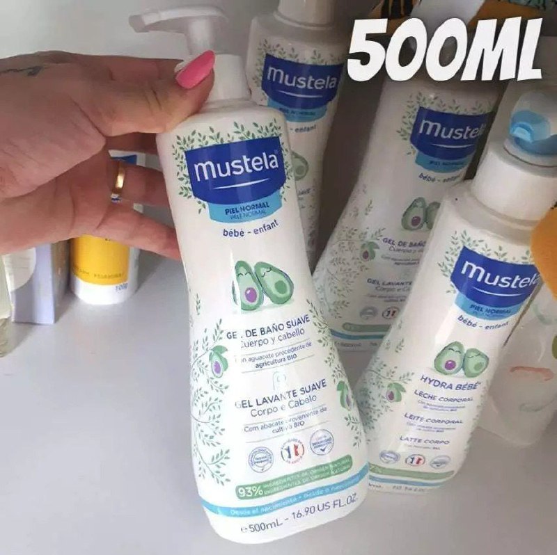 Mustela BR Gel Lavante Suave Com Abacate Orgânico 500Ml - Sabonete Líquido Corpo e Cabelo Para Bebês