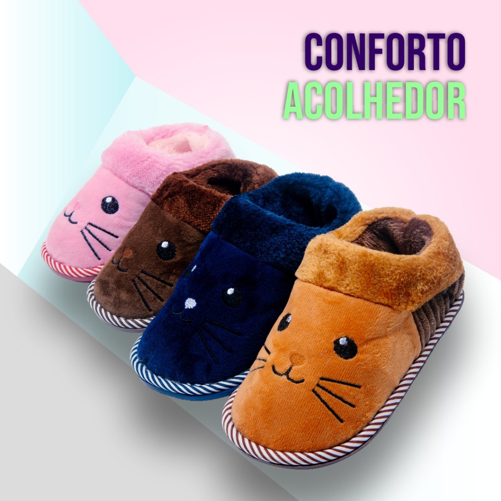 Pantufa De Casa Infantil Menino Menina Pelúcia Confortável Inverno TX1147