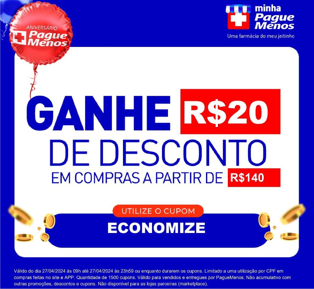 Só hoje na Pague Menos e por tempo limitado!