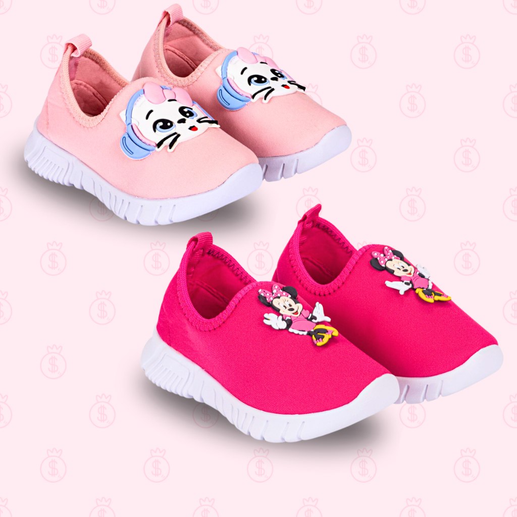 Tênis Meia Menina Personagens Calce Facil Escola Rosa Pink Conforto