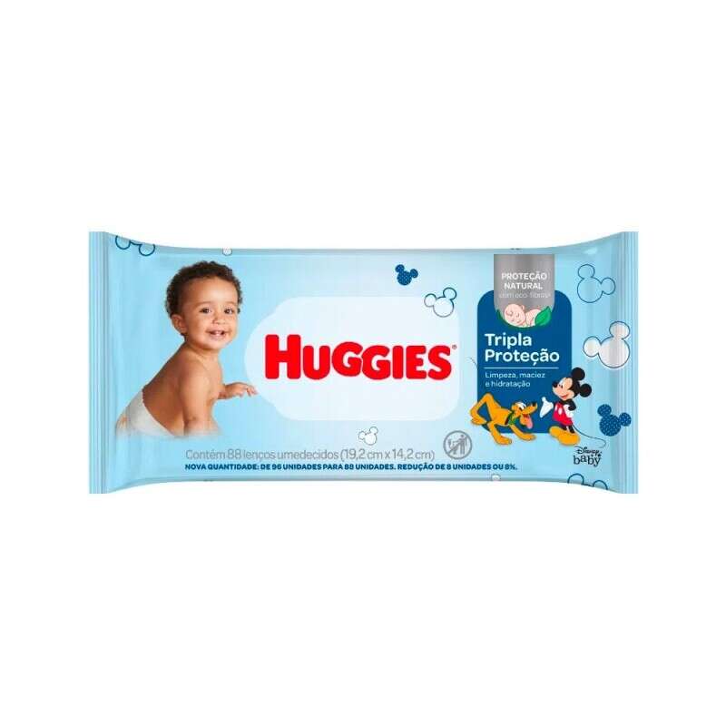 Toalha Umedecidas Huggies com 88 Tripla Proteção (pacote grande)