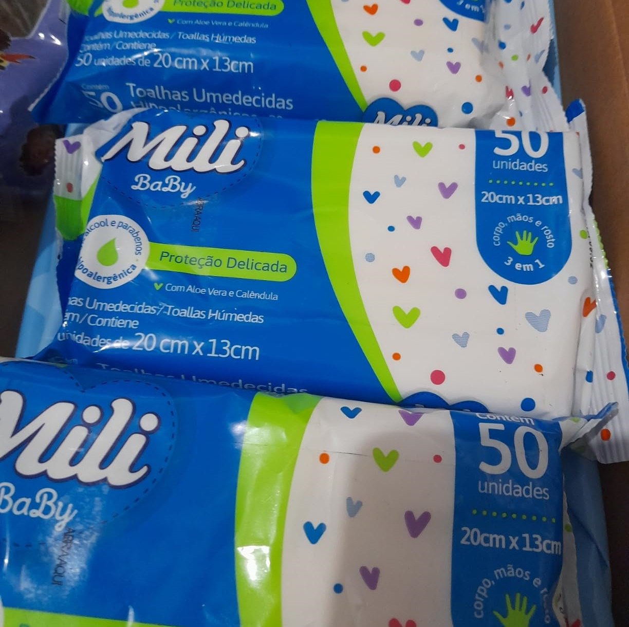 Toalhinha Umedecida, Mili 50 unidades (A embalagem pode variar.)