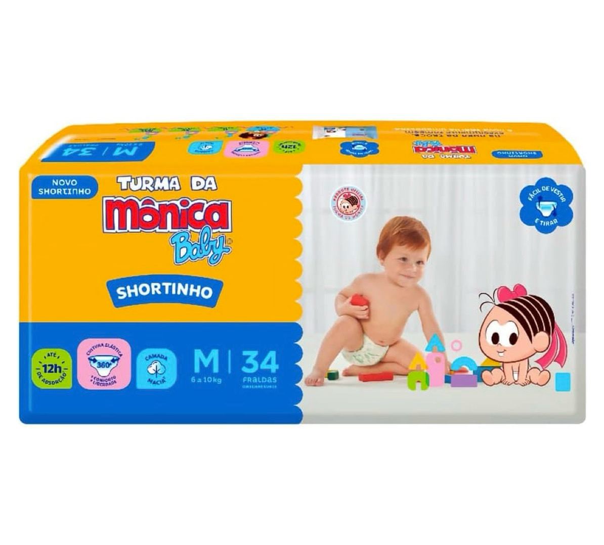 Turma da Mônica Baby Fralda Shortinho M 34 Unidades