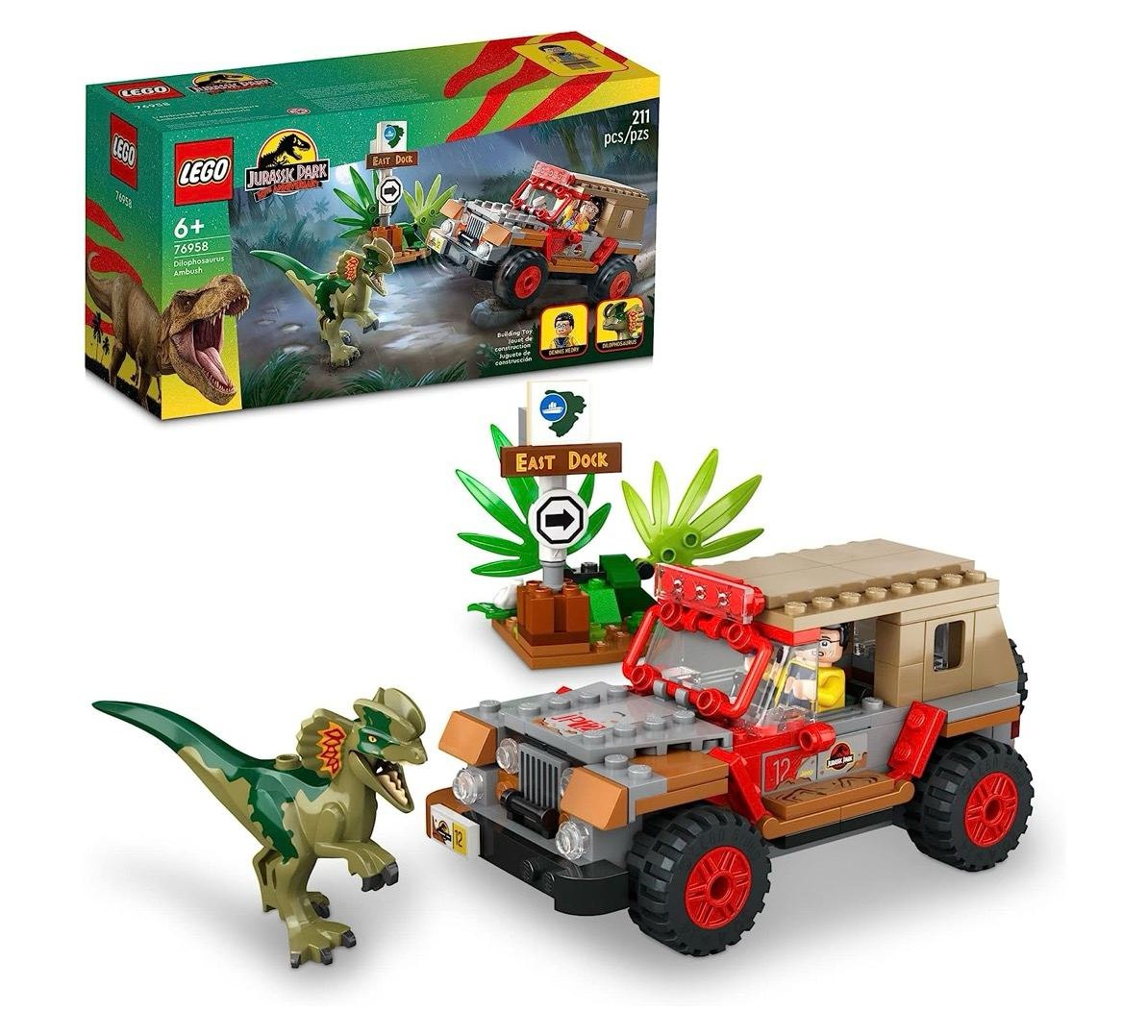 76958 LEGO® Jurassic Park Emboscada do Dilofossauro; Conjunto de Construção (211 Peças)