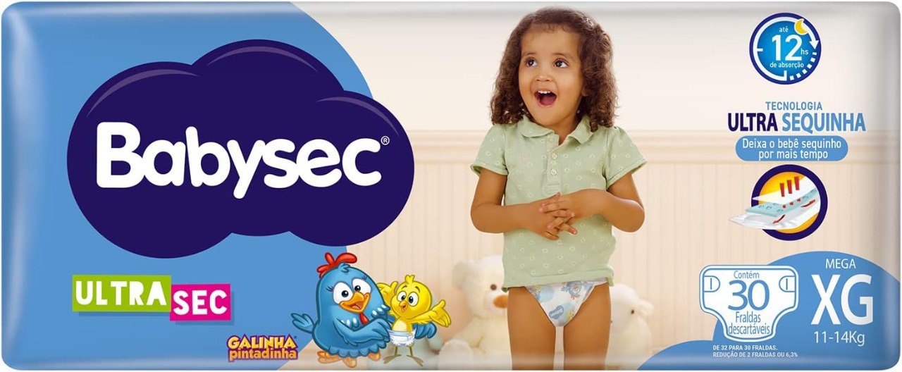 Babysec Fralda Ultrasec Galinha Pintadinha Xg 30 Unidades