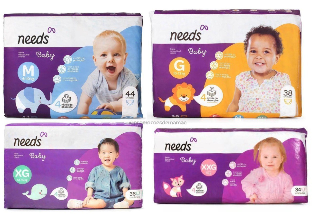 Fralda Descartável Infantil Needs Baby - Marca própria da Droga Raia/Drogasil