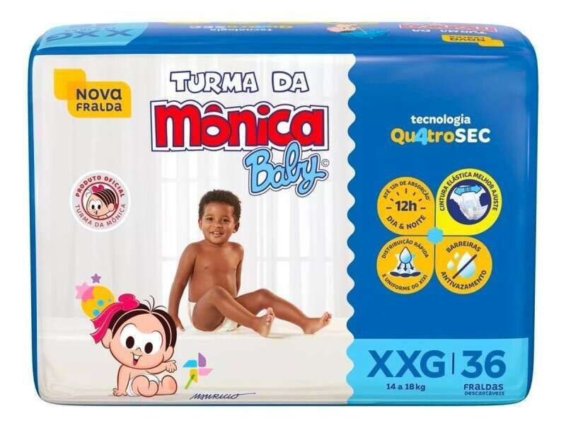 Fralda Descartável Turma da Mônica Baby XXG com 36 Unidades