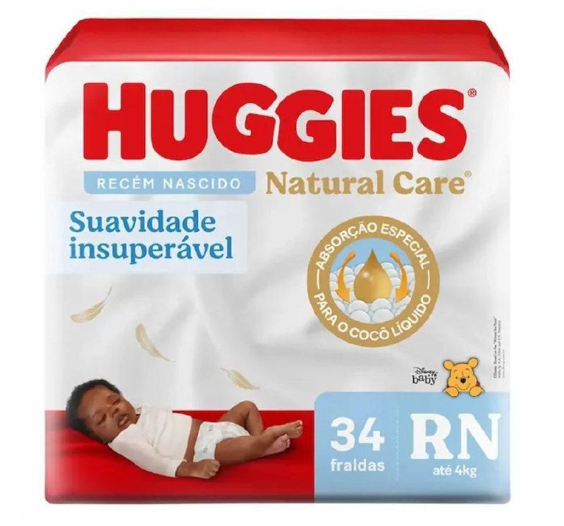 Fralda Huggies Natural Care RN - 34 Unidades