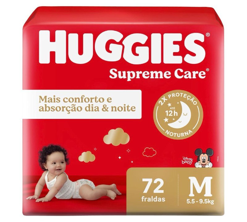 Fralda Huggies Supreme Care M 72 unidades