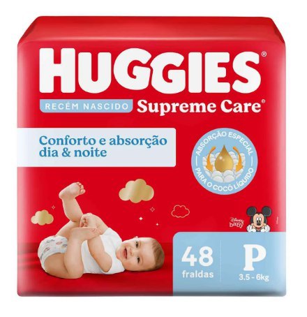 Fralda Huggies Supreme Care P com 48 unidades