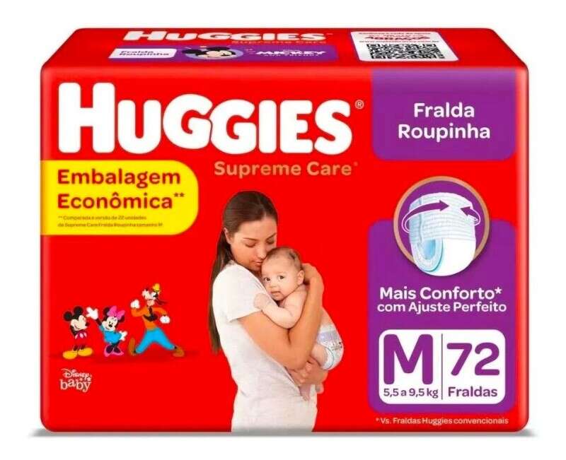 Fralda Huggies Supreme Care Roupinha M com 72