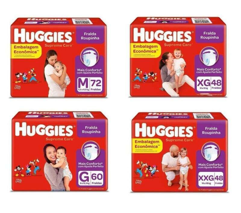Fralda Huggies Supreme Care Roupinha M G XG e XXG