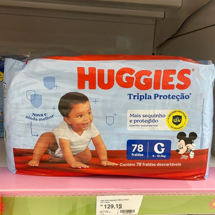 👉🏻 Fralda Huggies Tripla Proteção G 78 unidades