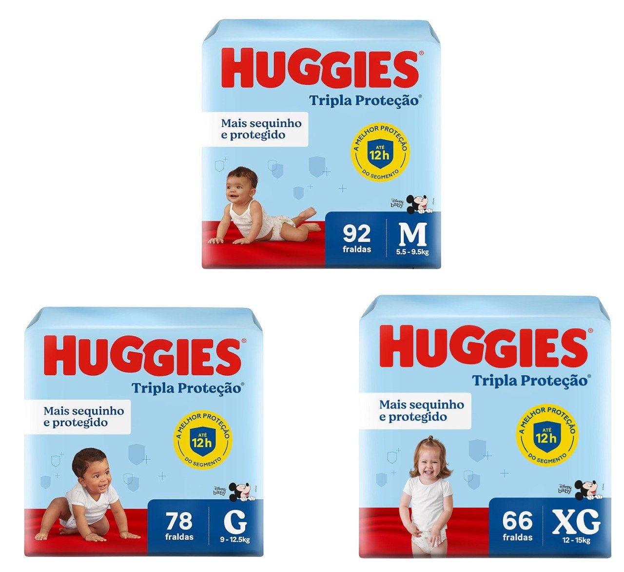 Fralda Huggies Tripla Proteção, Pacote Hiper - Tamanhos por R$68.88