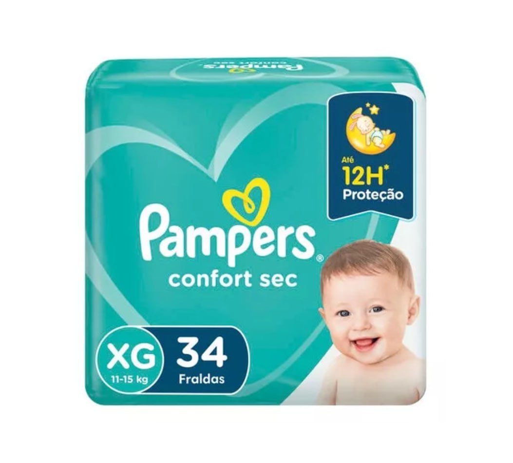 Fralda Pampers Confort Sec XG 34 unidades