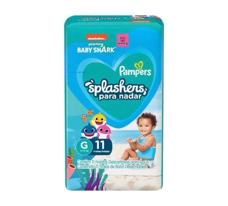 Fralda Pampers Splashers Baby Shark M/G 11 Unidades