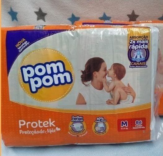 Fralda Pom Pom Protek Proteção de Mãe Hiper M 86 Unidades
