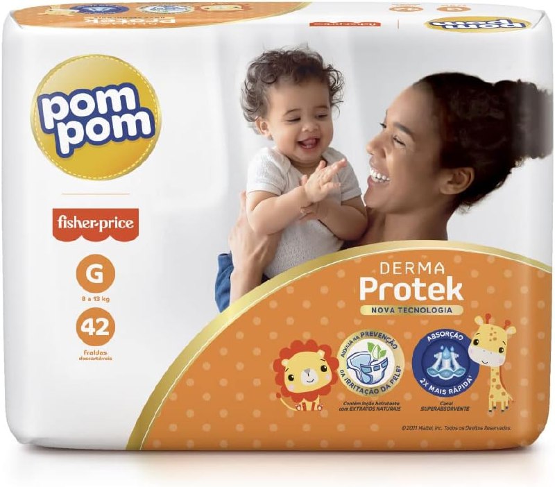 Fralda Pom Pom Protek Proteção de Mãe Mega G 42 Unidades