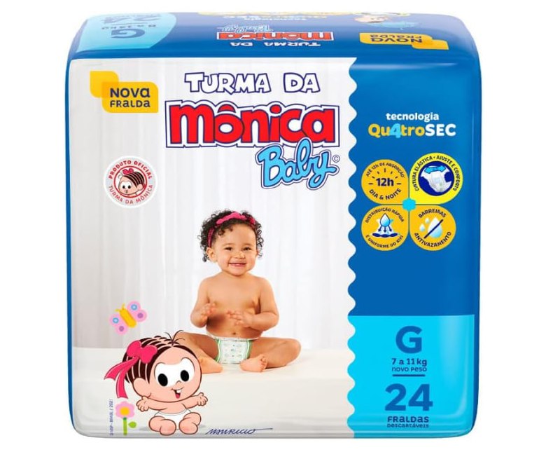 Fralda Turma da Mônica Baby Jumbo G 24 Unidades