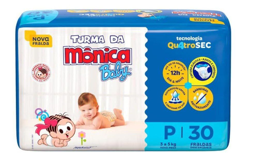 Fralda Turma da Mônica Baby Jumbo P 30 Unidades