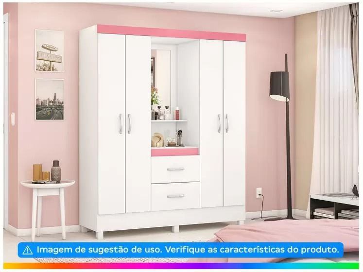 Guarda-roupa Solteiro com Espelho 4 Portas - Demóbile Lord