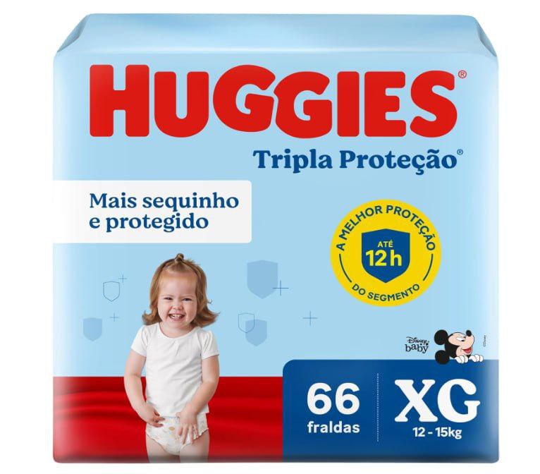 Huggies Tripla Proteção Xg - Fraldas, Tamanho XG (12 a 15 kg), 66 Unidades