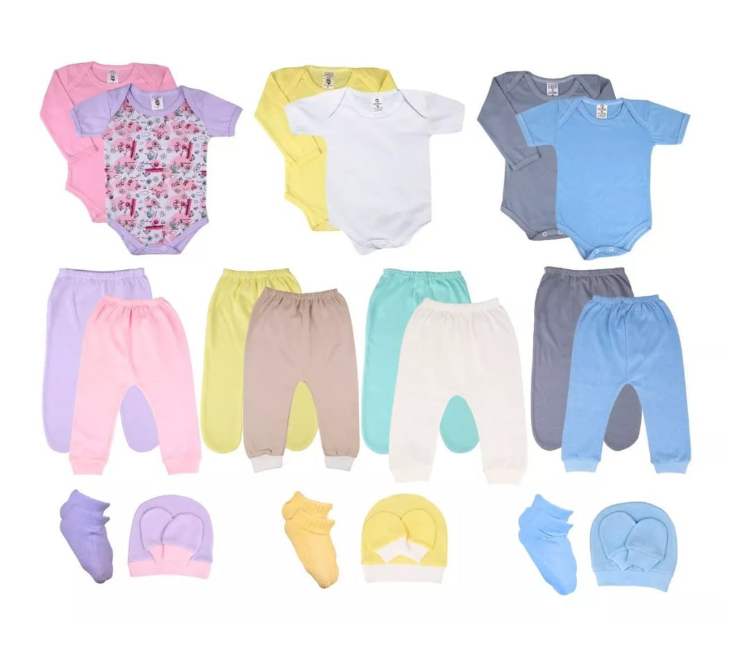 Kit 23 Peças Enxoval Completo Roupa De Bebê - Masculino e feminino (P ao G)