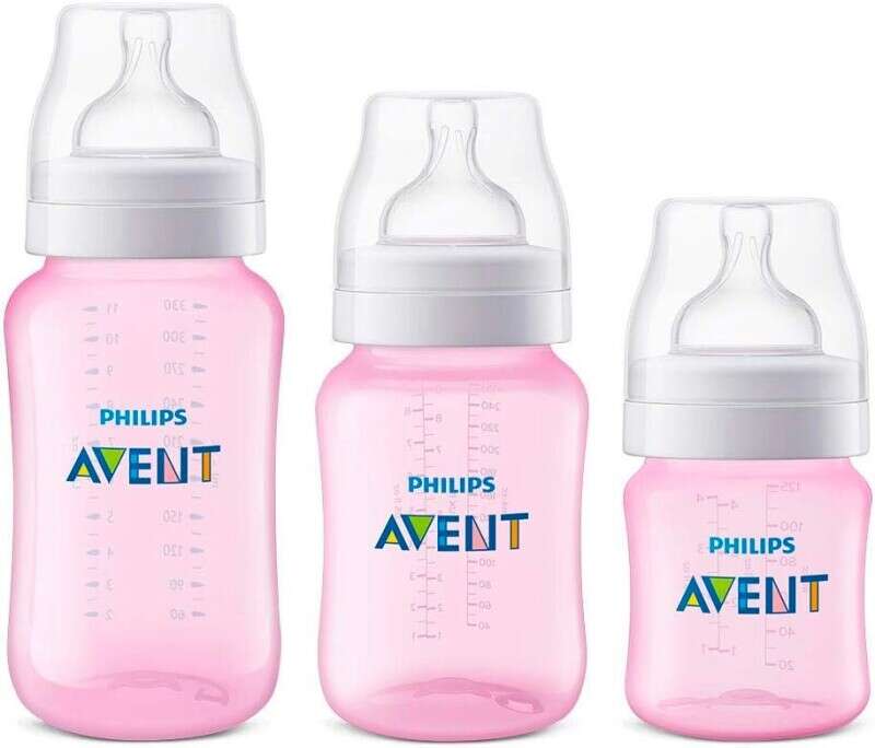 Kit Avent Classic+ 3 Mamadeiras Rosa 125, 260, 330ml Philips Avent