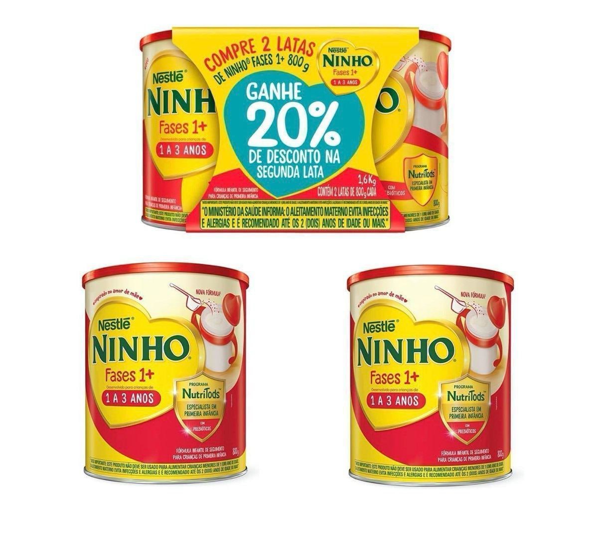 Kit Fórmula Infantil Ninho Fases +1 800g com 2 Unidades