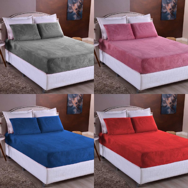 🔹Lençol de Plush 3 Peças - Solteiro / Casal Padrão / Queen / King - COM ELÁSTICO A VOLTA TODA