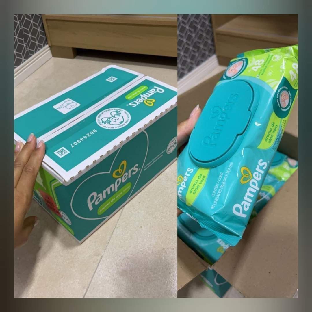 Lenços Umedecidos Pampers Aloe Vera - 576 Unidades (12 pacotes com 48 un cada)