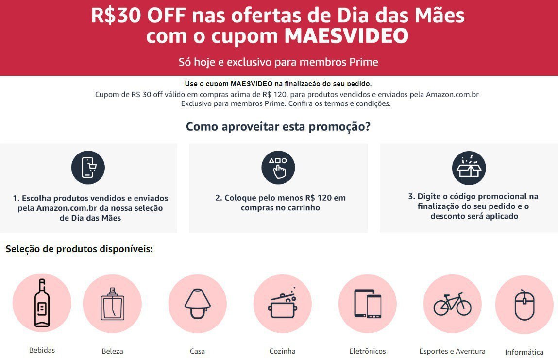Novo cupom exclusivo para cliente Prime!