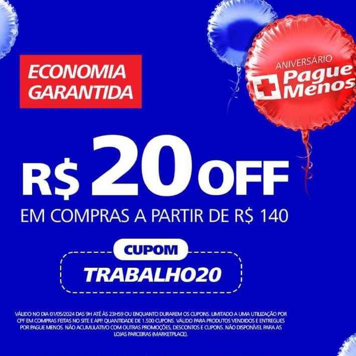 🚨 Novo cupom liberado na Pague Menos. Poucos cupons disponíveis!