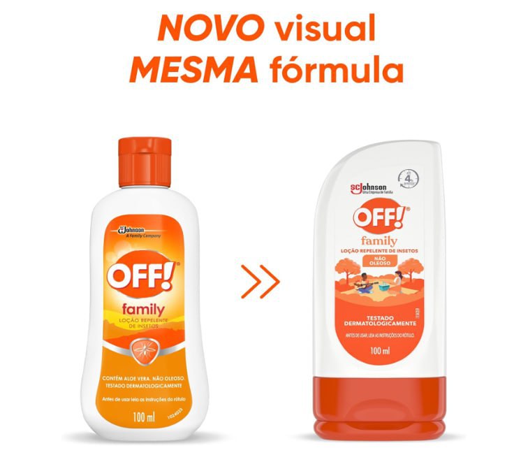 OFF Family, Loção Repelente de Mosquitos e Insetos, Nova Embalagem, Proteção por até 4h, Testado dermatologicamente, 100ml